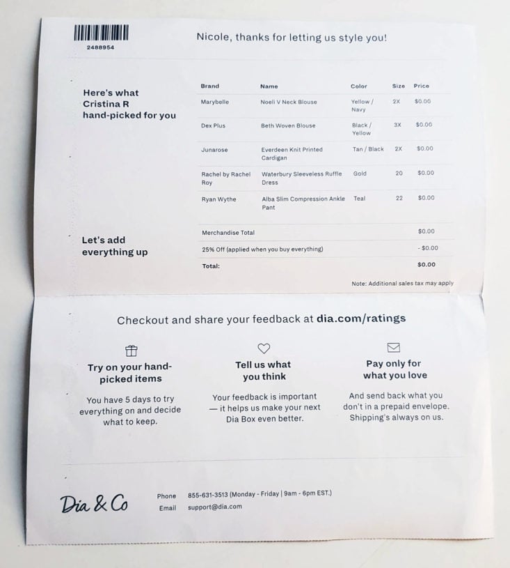 Dia and Co February 2019 - Invoice Top