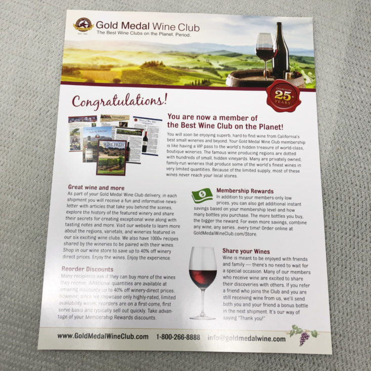 Gold Medal Wine Club April 2019 - Brochure Top