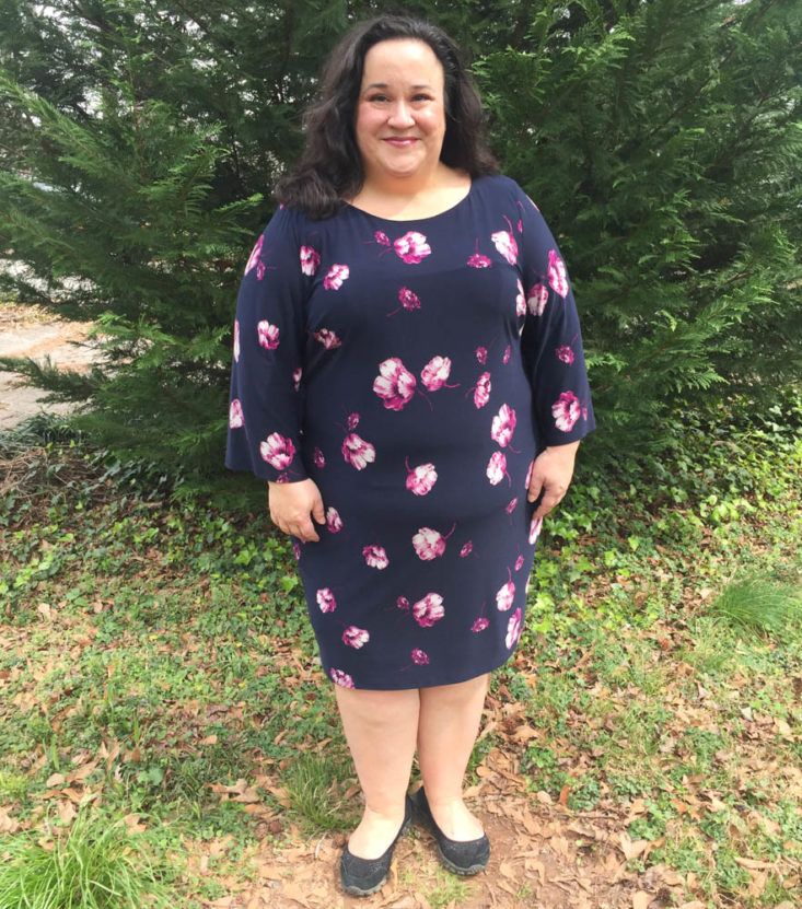 Gwynnie Bee Box March 2019 - LAUREN RALPH LAUREN Bazzy Floral Shift Wearing Front