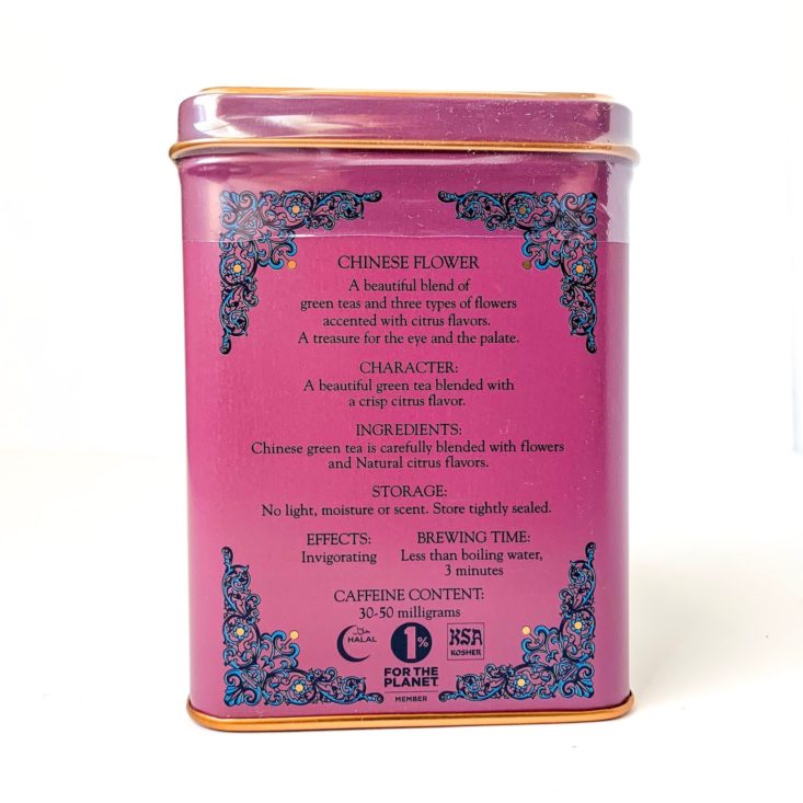 Harney & Sons Review April 2019 - Chinese Flower 2 Container Back