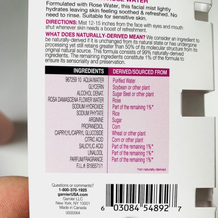 Target In Your Skin April 2019 - Garnier SkinActive Rose Mist Spray Back