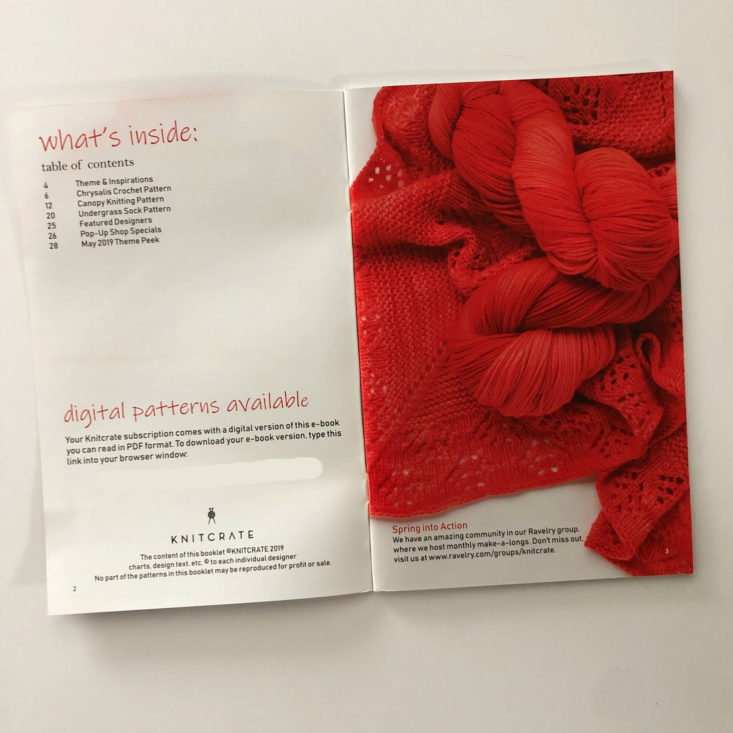 Knitcrate Yarn Review April 2019 - Content Pages Top