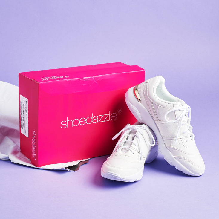 Shoe Dazzle April 2019 white chunky sneakers