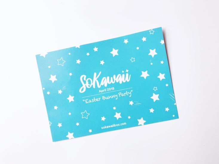 SoKawaii Easter Bunny Party Review April 2019 - Infocard Front Top