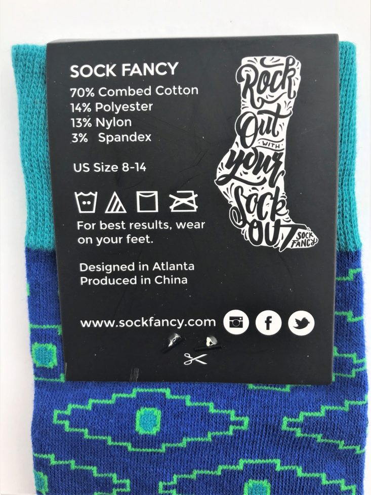 Sock Fancy Men April 2019 - Blue Aztec Print Men’s Socks Tag Top 2