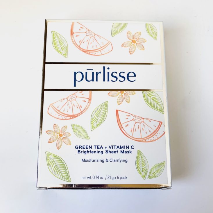 Spring Beauty Report April 2019 - Purlisse Green Tea + Vitamin C Brightening Sheet Mask Box Front