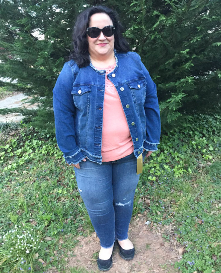 Stitch Fix Plus Size Clothing Subscription Box Review April 2019 - Abby Frayed Hem Jacket By Curve Appeal 1