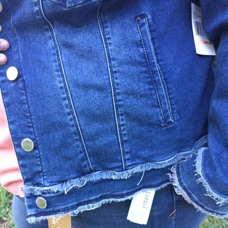 Stitch Fix Plus Size Clothing Subscription Box Review April 2019 - Abby Frayed Hem Jacket By Curve Appeal 3