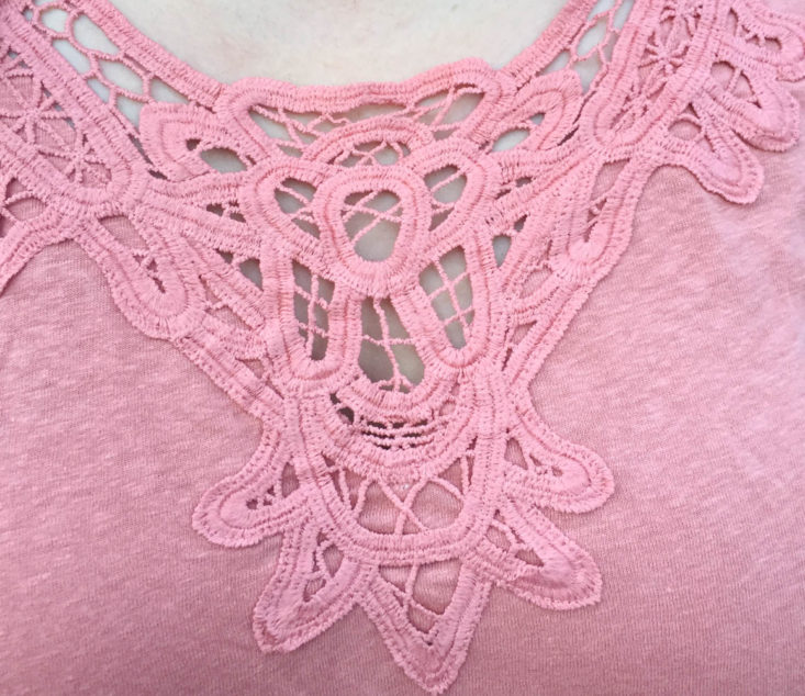 Stitch Fix Plus Size Clothing Subscription Box Review April 2019 - Justine Crochet Neck Linen Blend Top By Cupio Top 2 Front