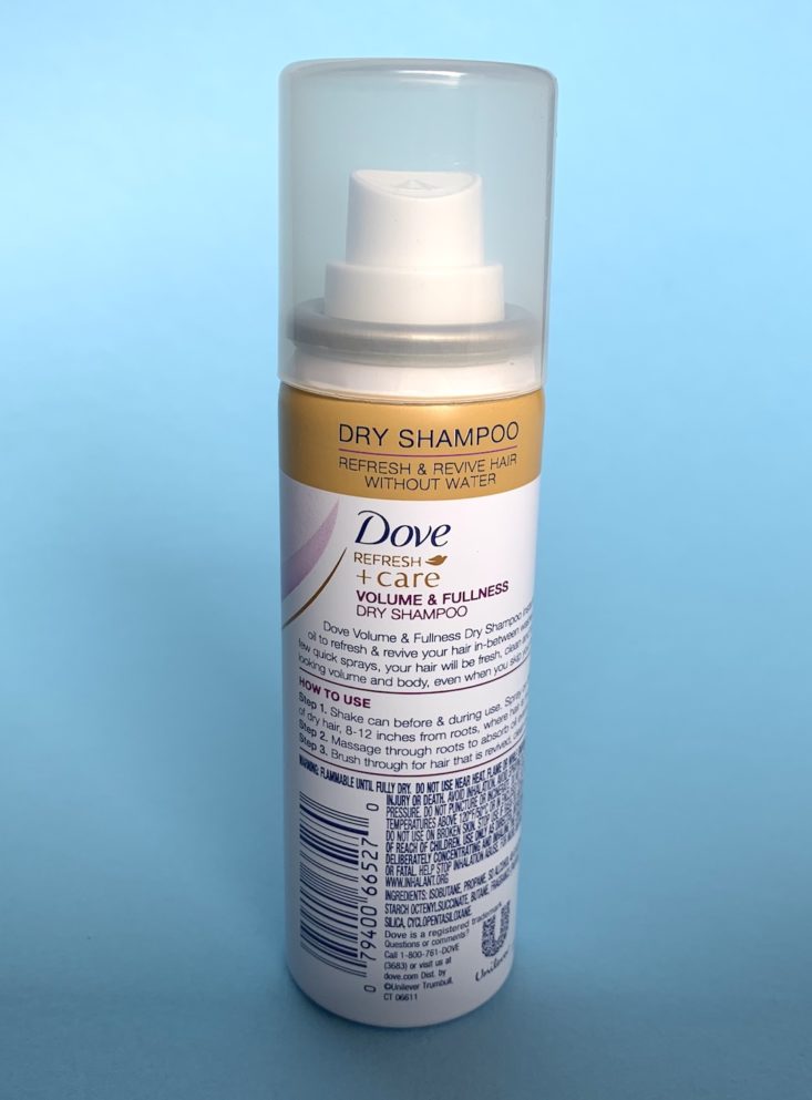 Target Beauty Box April 2019 - Dove Dry Shampoo Volume & Fullness Back