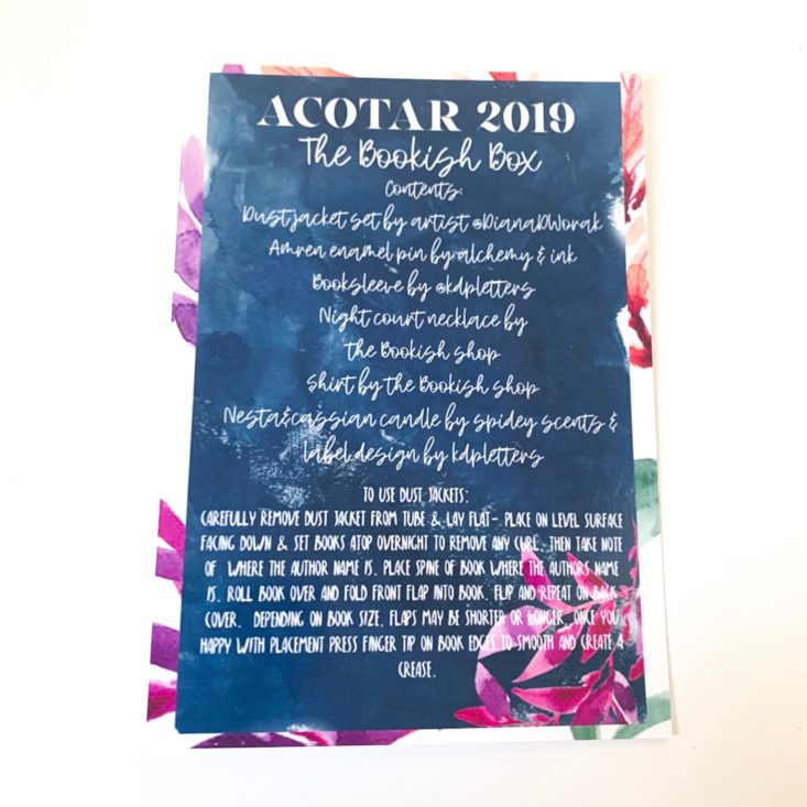 The Bookish ACOTR Box March 2019 - Information Card Top