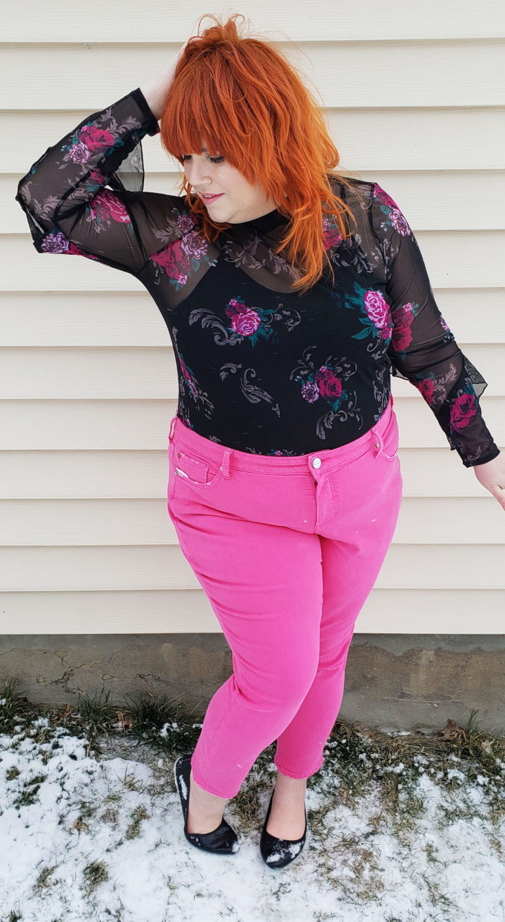 Trunk Club Plus Size Subscription Box Review March 2019 - Ankle Skinny Jeans by SLINK Jeans in Pink 2 Front