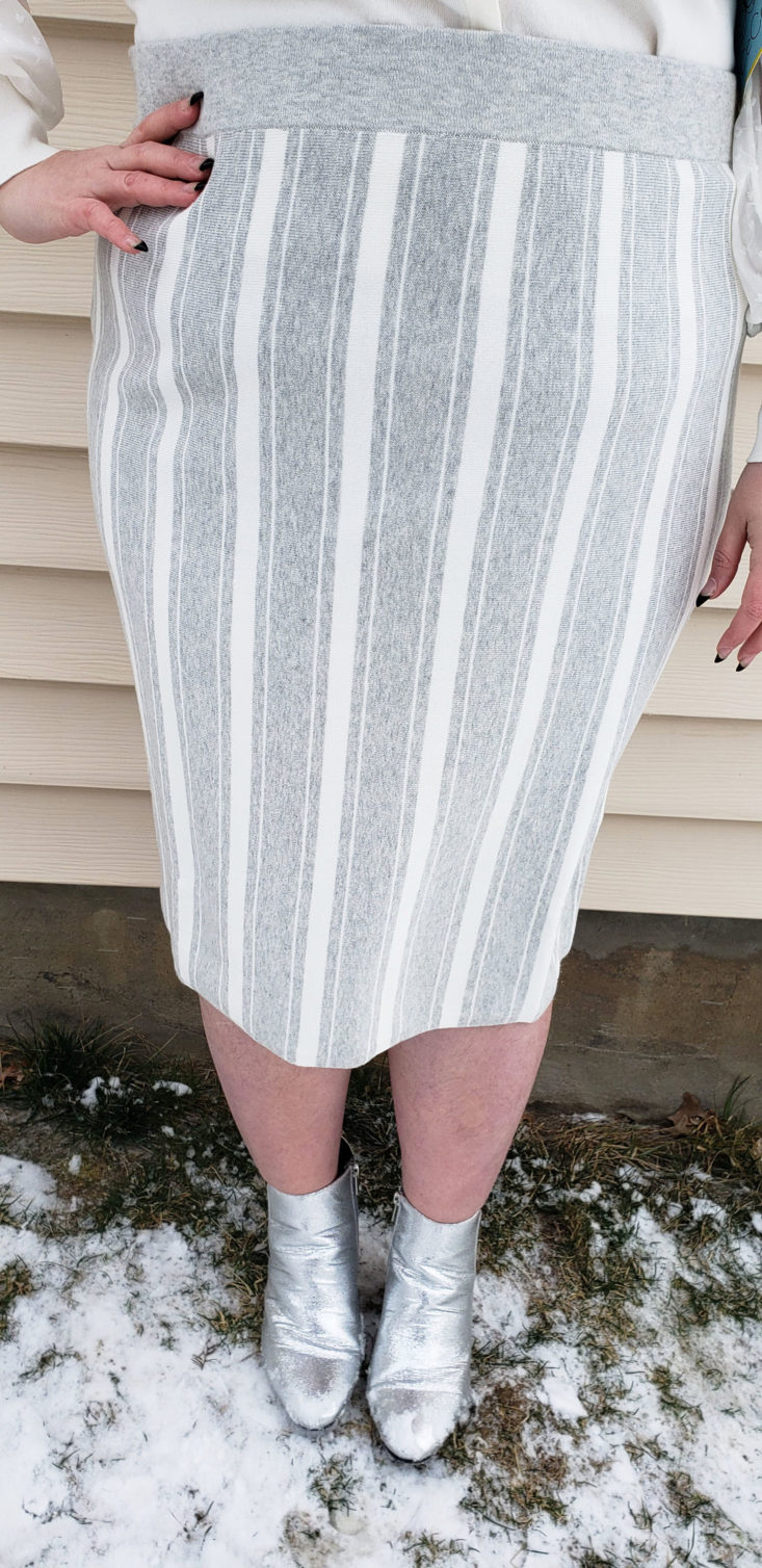 Trunk Club Plus Size Subscription Box Review March 2019 - Stripe Sweater Skirt by BP 2 Closer Front