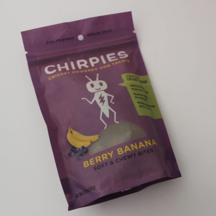 Vet Pet Box Dog Review April 2019 - Chirpies in Berry Banana Packet Top