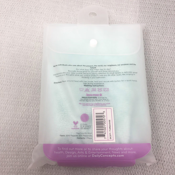 Vine Oh! “Oh! Happy Day” Box Review Spring 2019 - Daily Concepts Hair Towel Wrap (Teal) Back Top