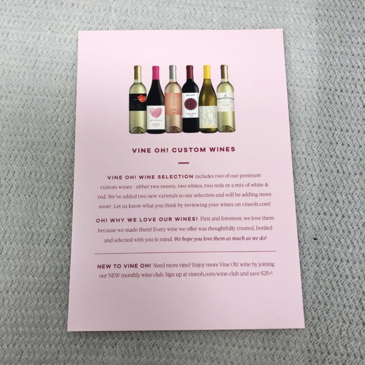 Vine Oh! “Oh! Happy Day” Box Review Spring 2019 - Overview & Detail Card Back Top