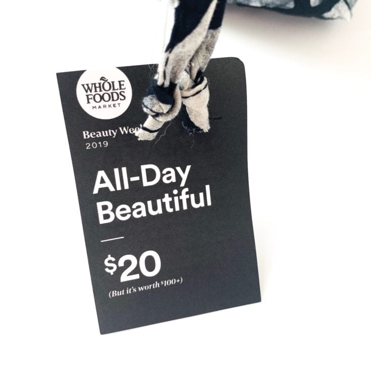 Whole Foods 24-Hour Beauty Bag Review April 2019 - Tag 1 Front