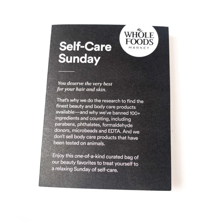 Whole Foods Self-Care Sunday 2019 - Info Card Front