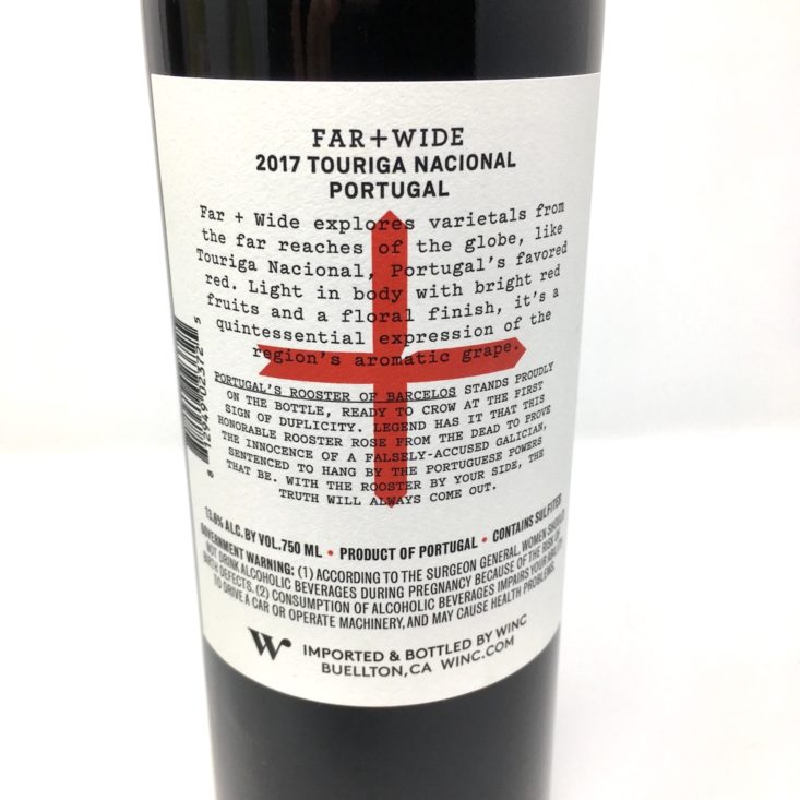 Winc Wine of the Month Review March 2019 - 2017 Far + Wide Touriga Nacional Back