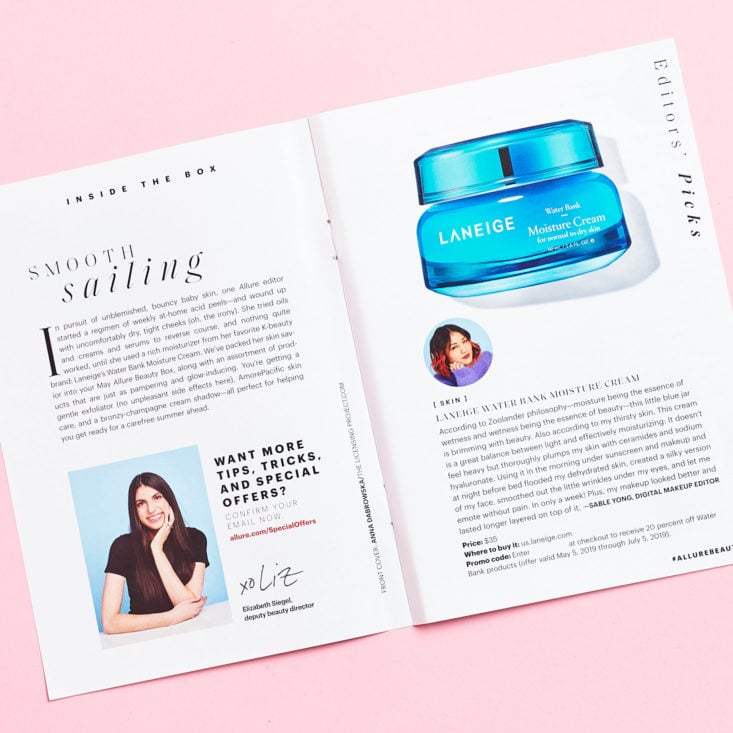 Allure Beauty Box May 2019 review booklet product info