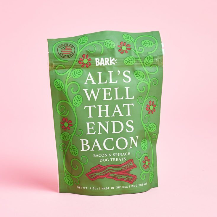 Barkbox April 2019 dog subscription review bacon treats