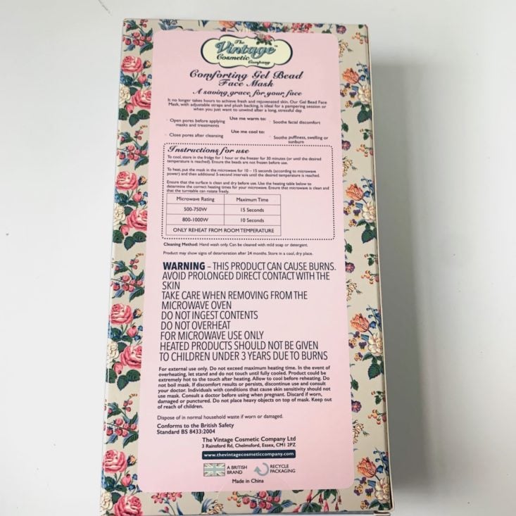 Bless Box April 2019 - The Vintage Cosmetics Company Comforting Gel Bead Face Mask 2