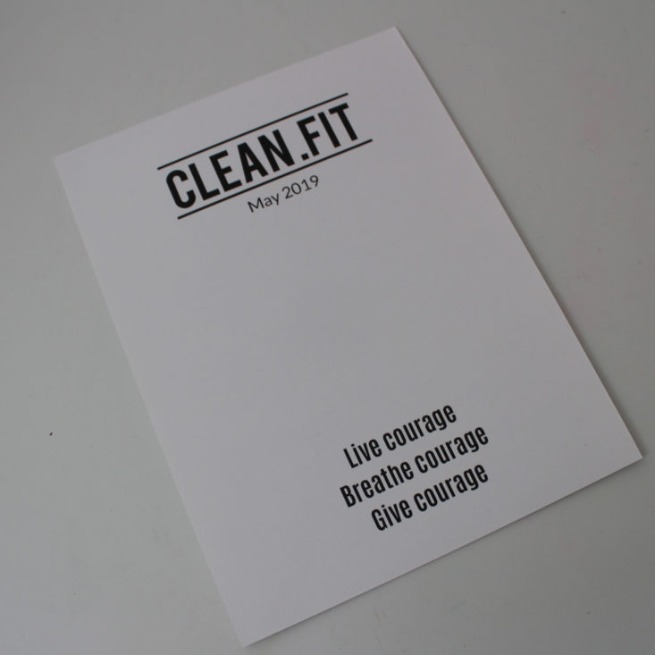 Clean Fit Box May 2019 - Booklet Front Top