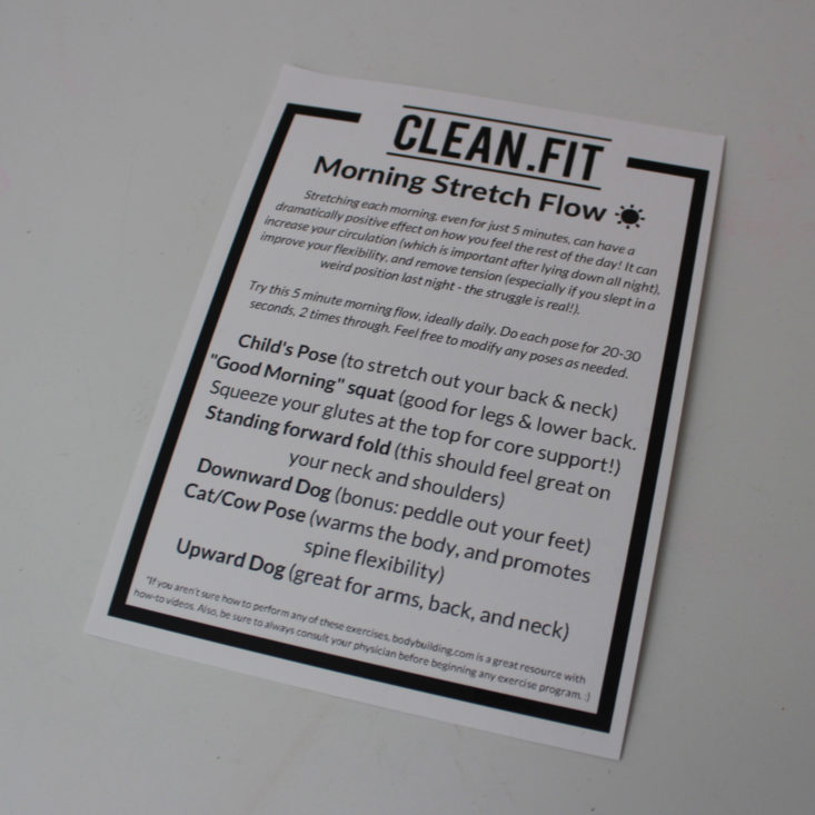Clean Fit Box May 2019 - Yoga Info Card Top