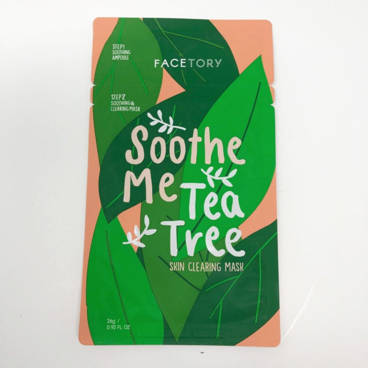 Facetory 4 Ever Fresh Review May 2019 - FaceTory Soothe Me Tea Tree Mask Front Top