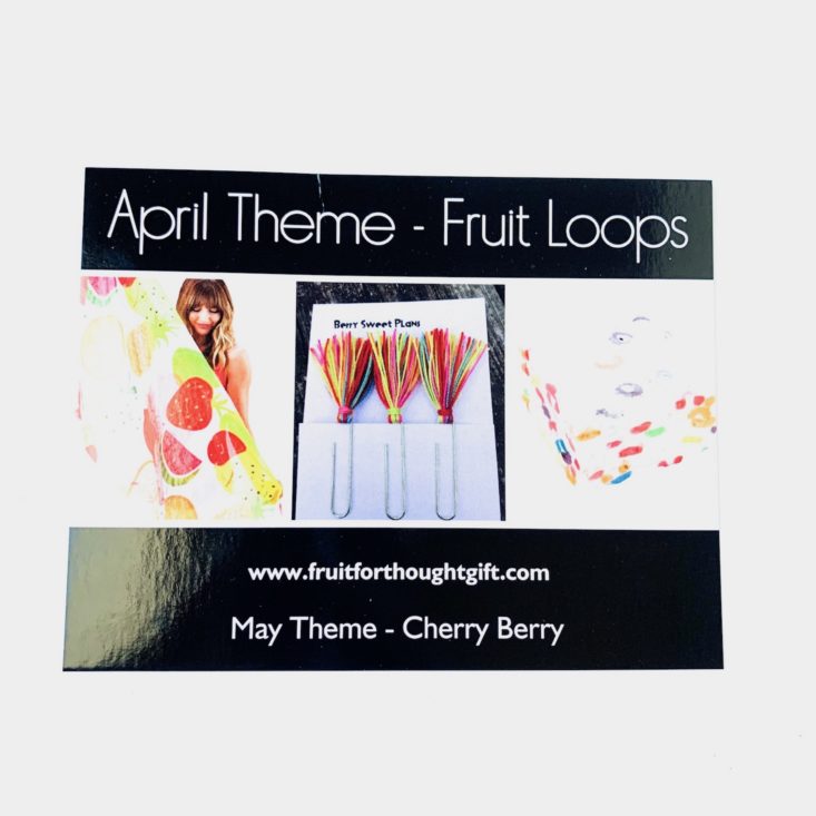 Fruit For Thought April 2019 - Information Card Front Top