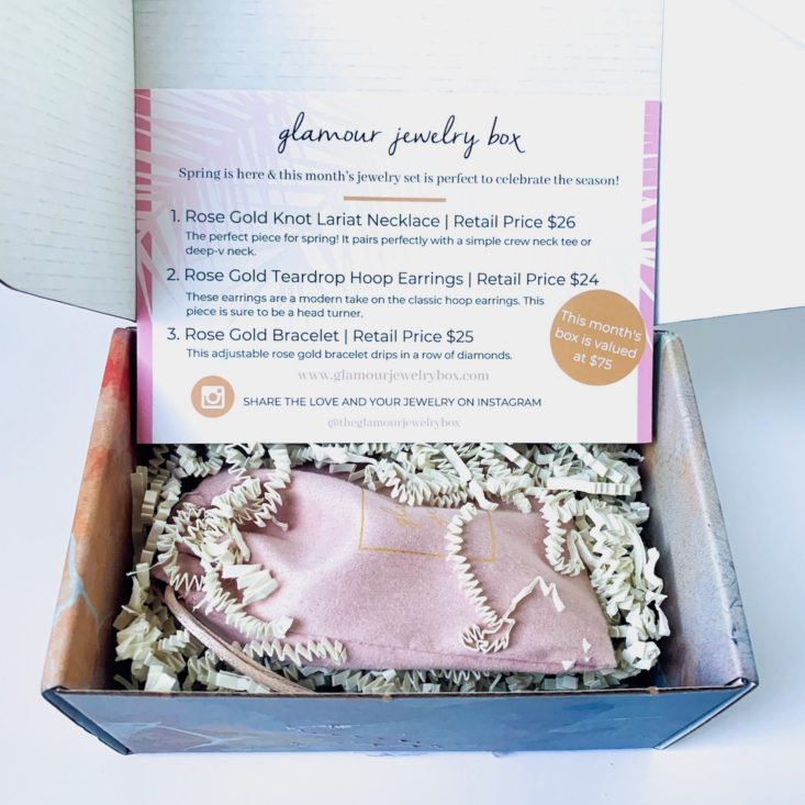 Glamour Jewelry Box March 2019 Review - Box Open Top