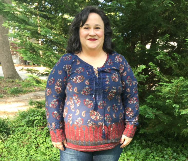 Gwynnie Bee May 2019 - Lace Up Printed Lara Henley Front