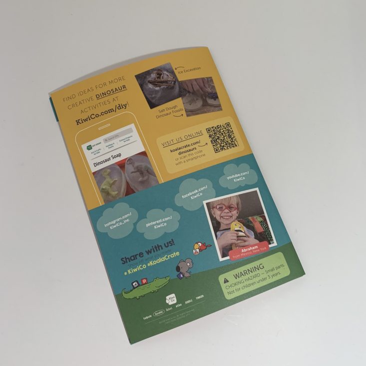 Koala Crate Dinosaurs April 2019 - Instructions Booklet Back Top