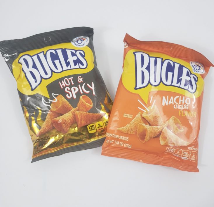 MONTHLY BOX OF FOOD AND SNACK REVIEW MAY 2019 - Hot & Spicy and Nacho Cheese flavors Package Top