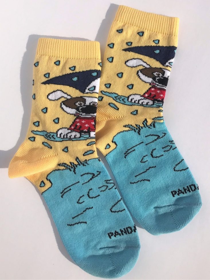 Panda Pals Kid’s Socks May 2019 - Puppy Umbrella Sock Laidout