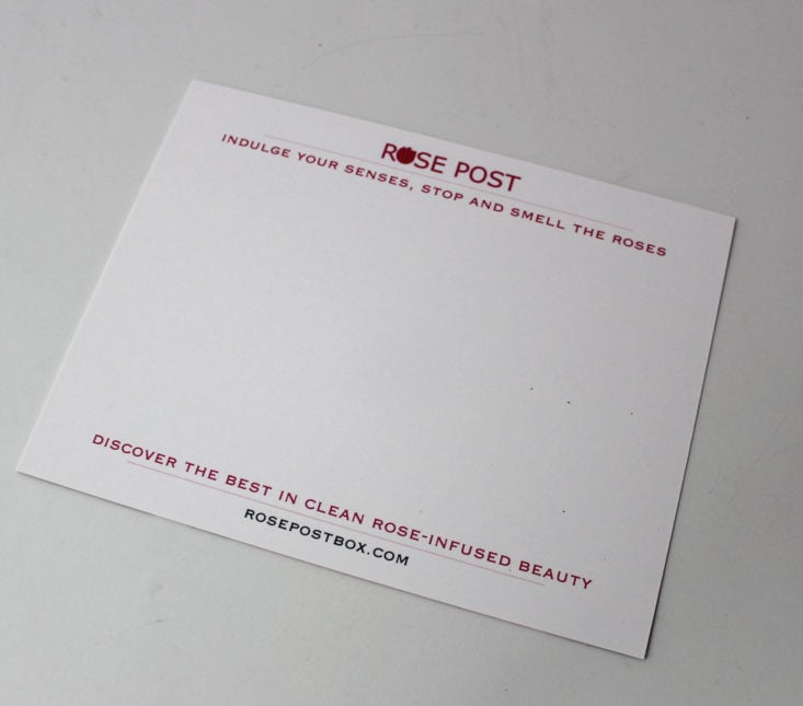 Rose Post Box May 2019 - Postcard Back Top