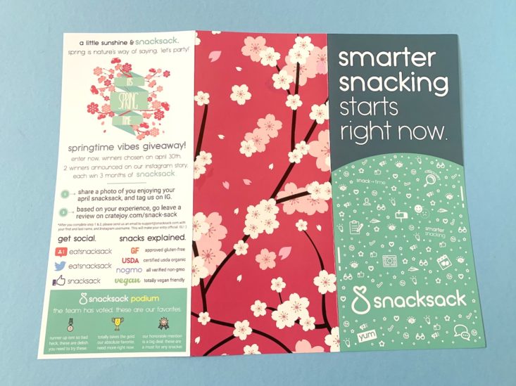 SnackSack April 2019 - Info 1