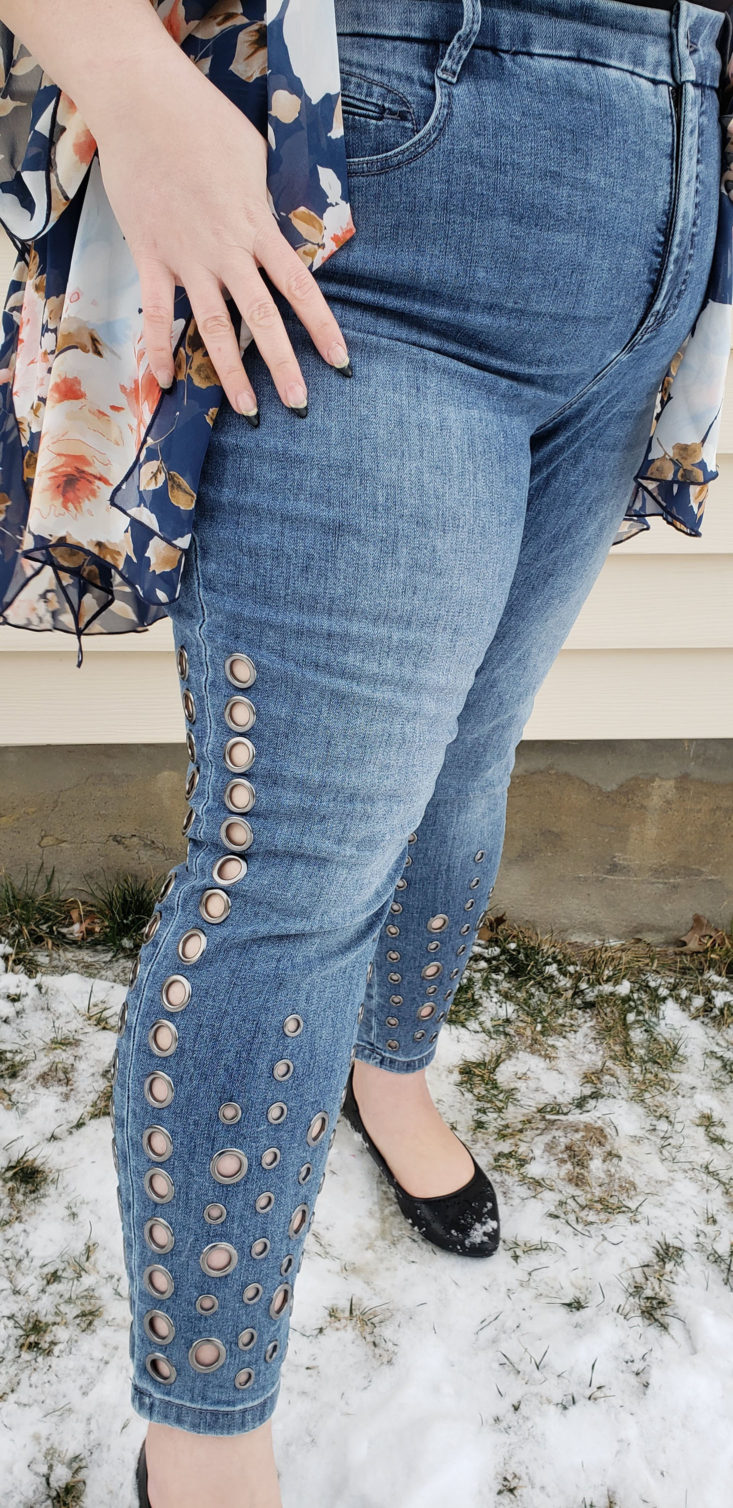 Stitch Fix Plus Size Clothing Box Review March 2019 - Garrett Grommet Detail Skinny Jean by YSJeans Size 22W 2 Side