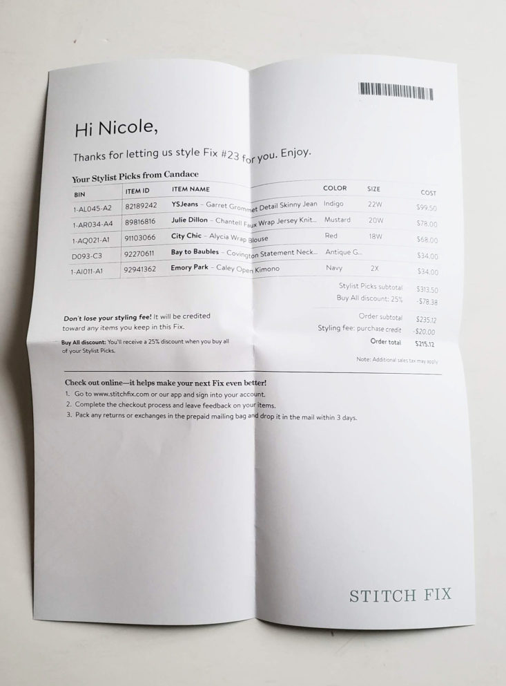 Stitch Fix Plus Size Clothing Box Review March 2019 - Invoice Top