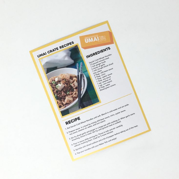 Umai Crate May 2019 - RECIPE CARD Top