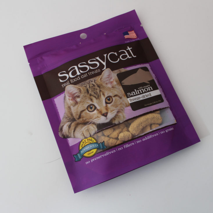 Vet Pet Box Cat Version Review May 2019 - Sassy Cat by Herbsmith Salmon Package Top