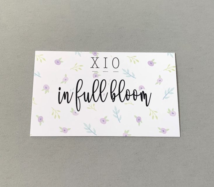 Xio Jewelry Subscription Review May 2019 - Information Card Front Top