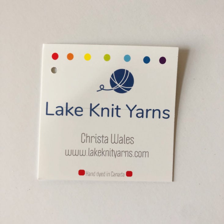 Yarn Crush Review March 2019 - Yarn label front photo Top