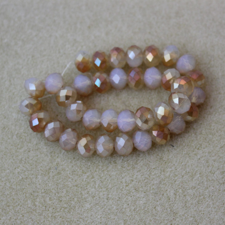 Bargain Bead Box June 2019 - 8” Strand 8 x 6mm Electroplated Chinese Crystal Beads, Peach Opal