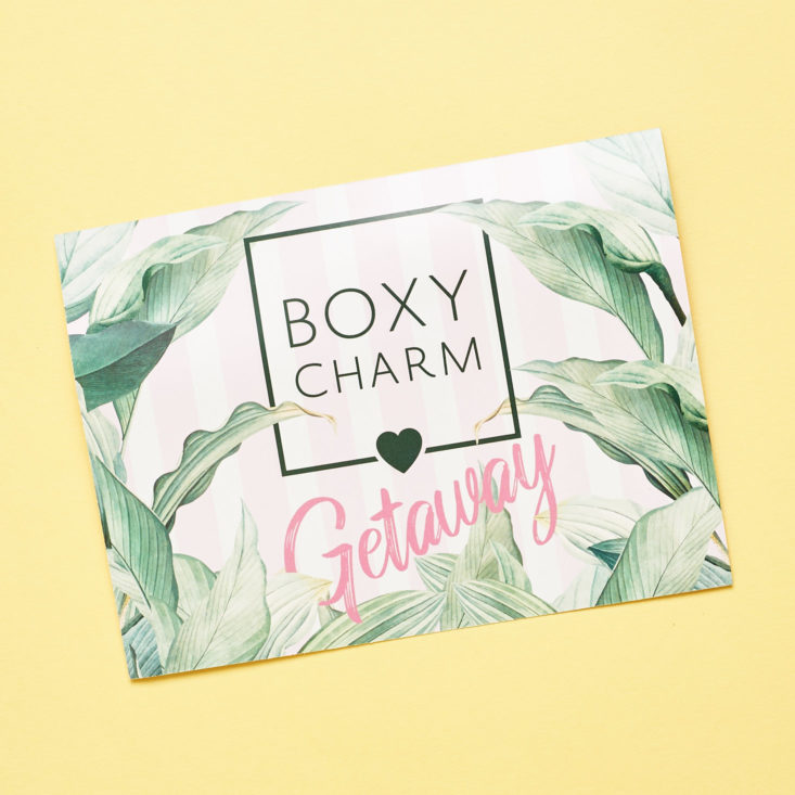 Boxy Charm June 2019 beauty subscription box review card front