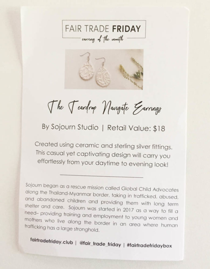 Fair Trade Friday Earring of the Month May 2019 - Booklet