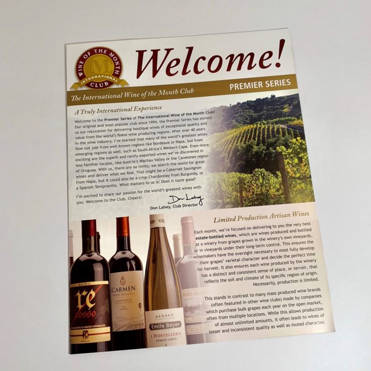International Wine of the Month Club May 2019 - Paper 1