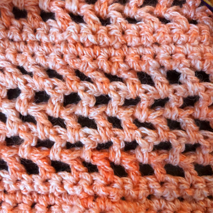 Knitcrate Yarn Subscription “Calico” Review June 2019 - Scarf Up Close