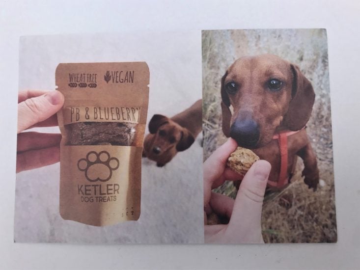 Mini Monthly Mystery Box For Dogs June 2019 - Ketler treat card front