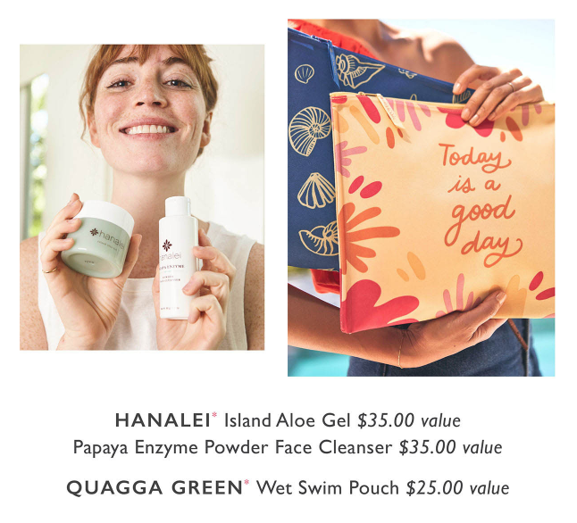 Hanalei Island Aloe Gel or Papaya Enzyme Powder Face Cleanser, Quagga Green Wet Swim Pouch
